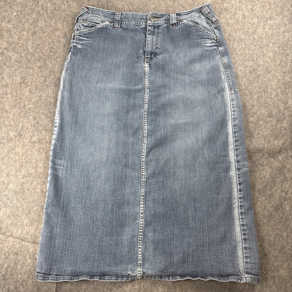 VTG 90s Tommy Hilfiger Denim Blue Maxi Long Skirt Women 16 Belt Loops & Split
